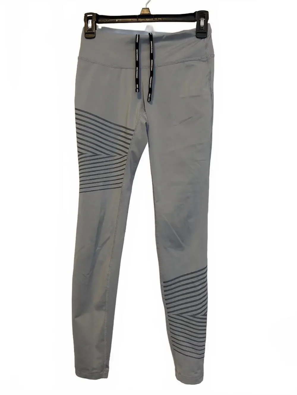 Nike Dri-FIT Gray Athletic Running Leggings with Striped Design, Size XS